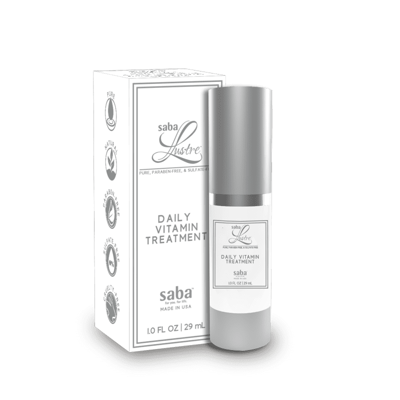 Saba Lustre Daily Vitamin Treatment – pure, paraben-free, and sulfate-free nourishing vitamin serum made in the USA.